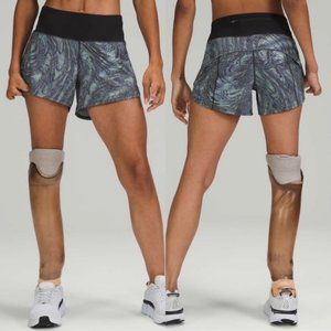 Lululemon Speed Up Mid-Rise Short 4" Dimensional Icing Blue Multi / Black